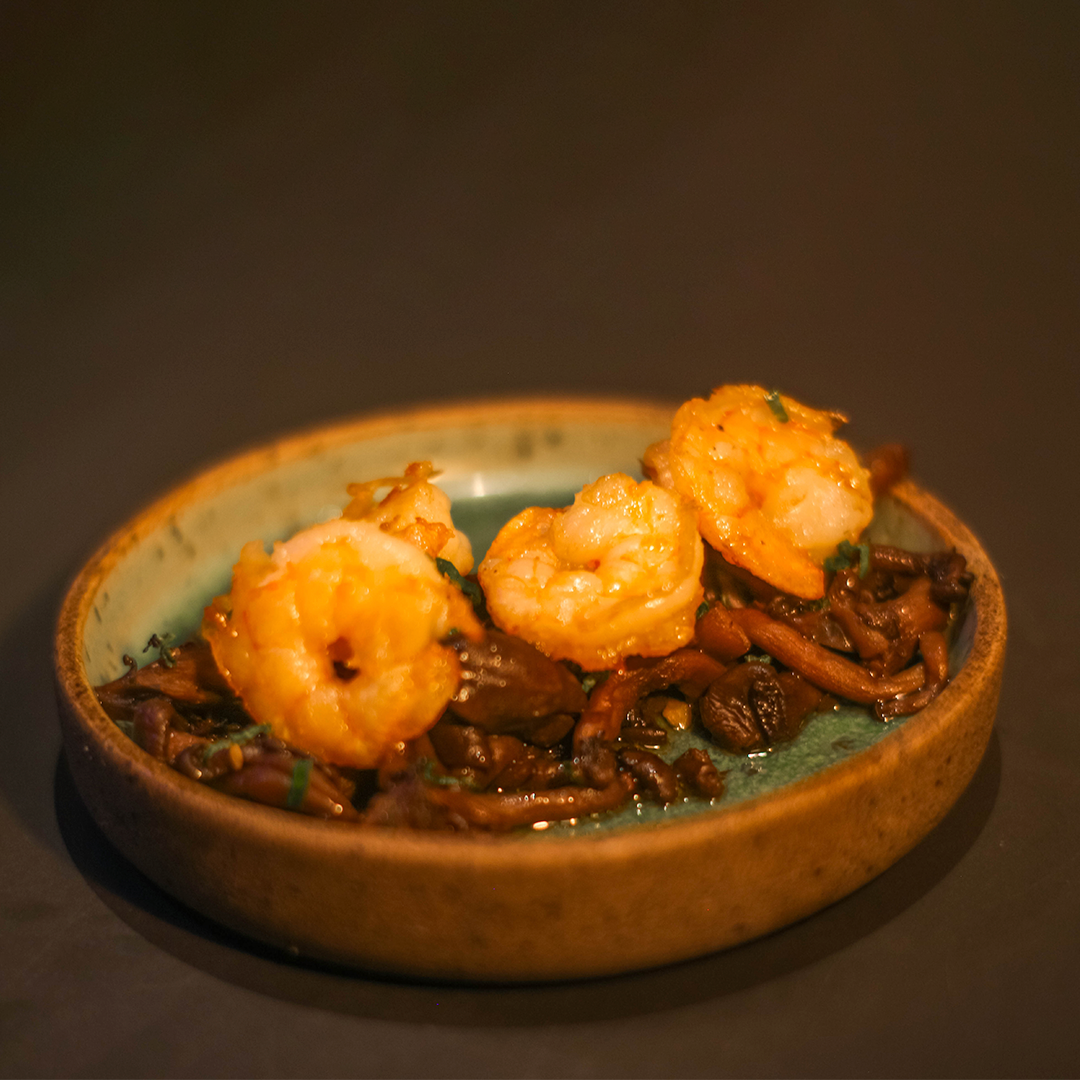 Shimeji com camarão 