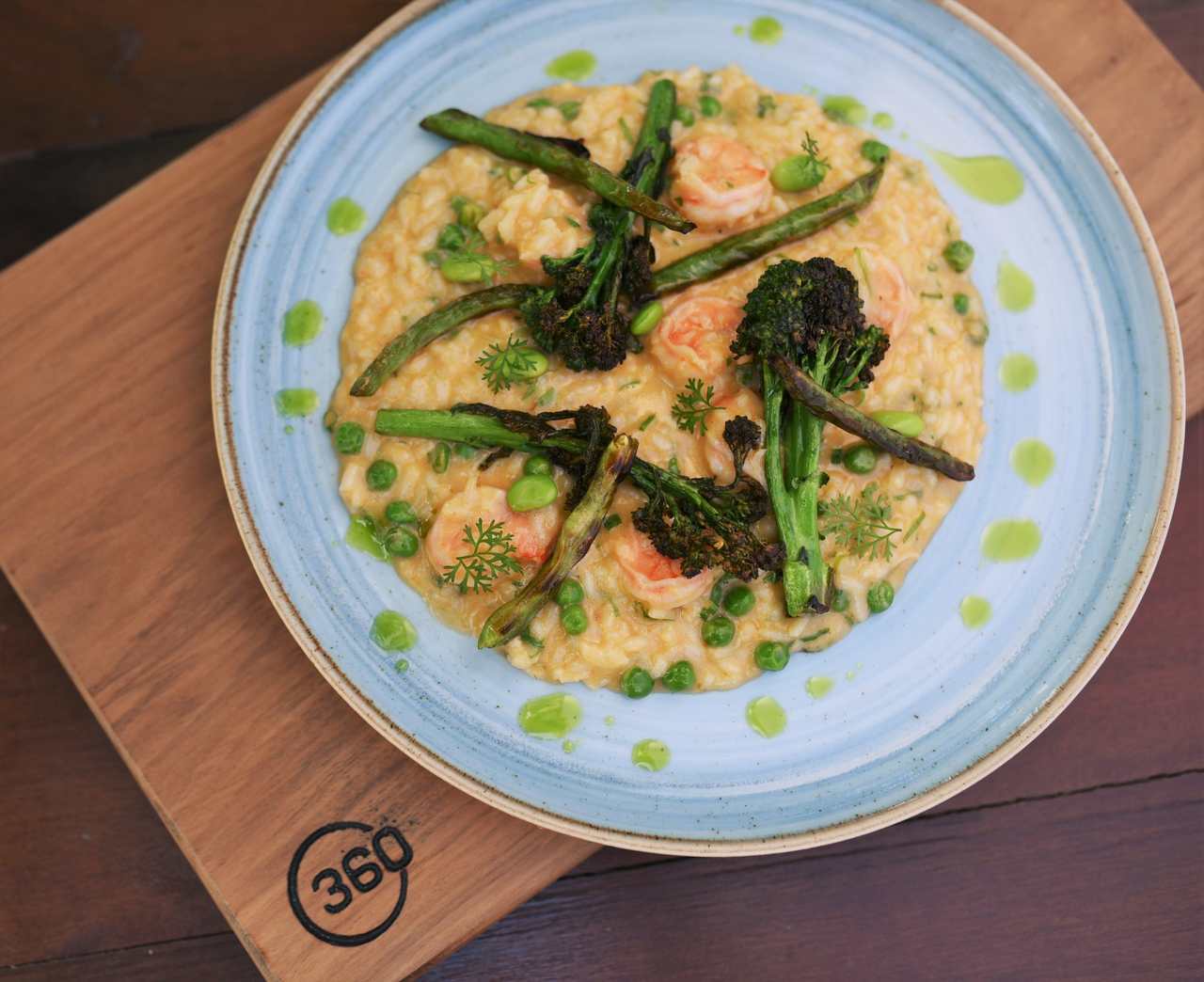 Risoto de Camarão e Legumes Braseados